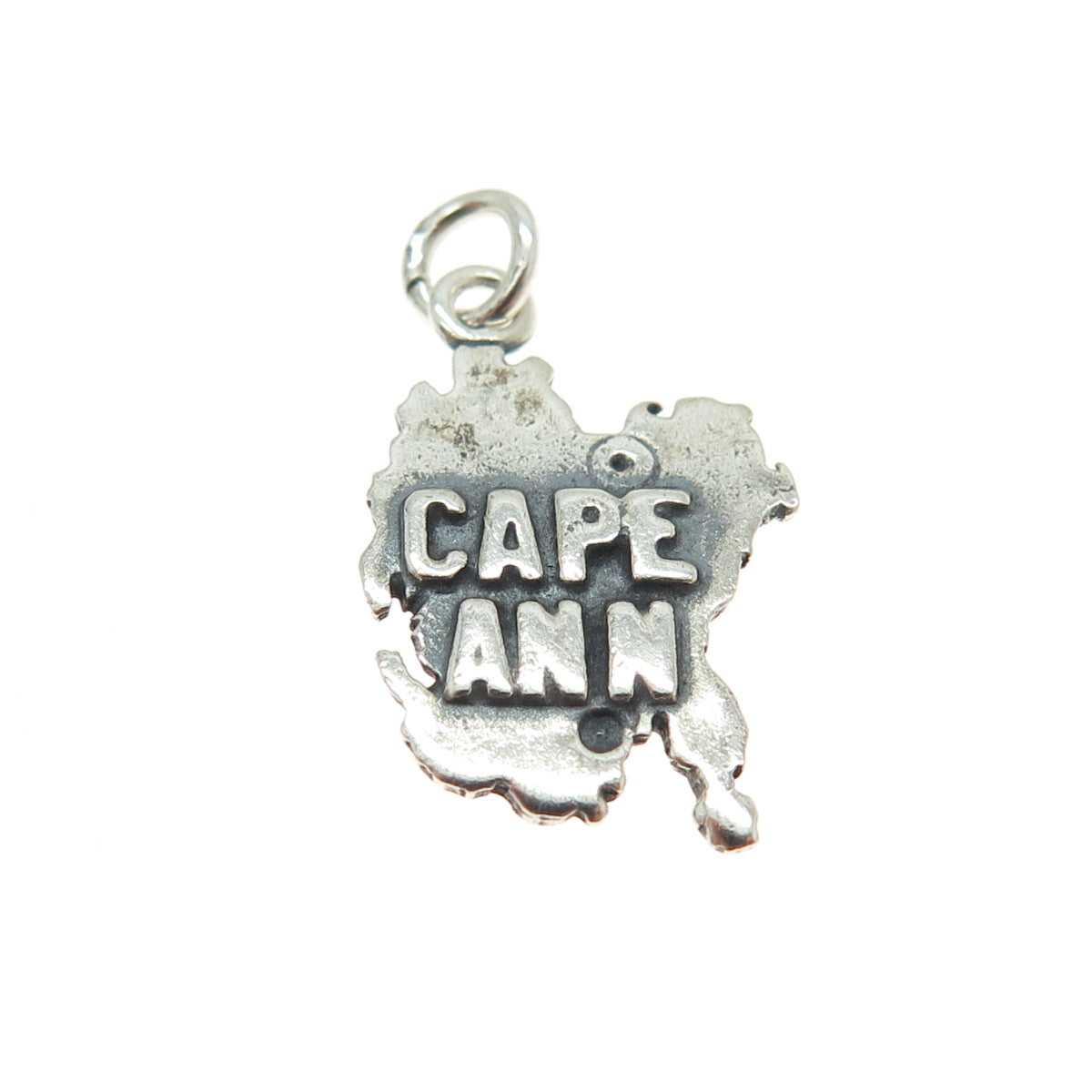 925 Sterling Silver Vintage Cape Ann Minimalist Oxidized Charm Pendant