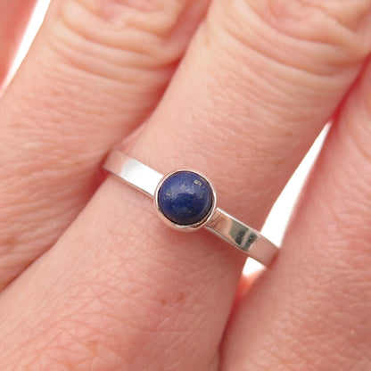 925 Sterling Silver Vintage Real Lapis Ring Size 8