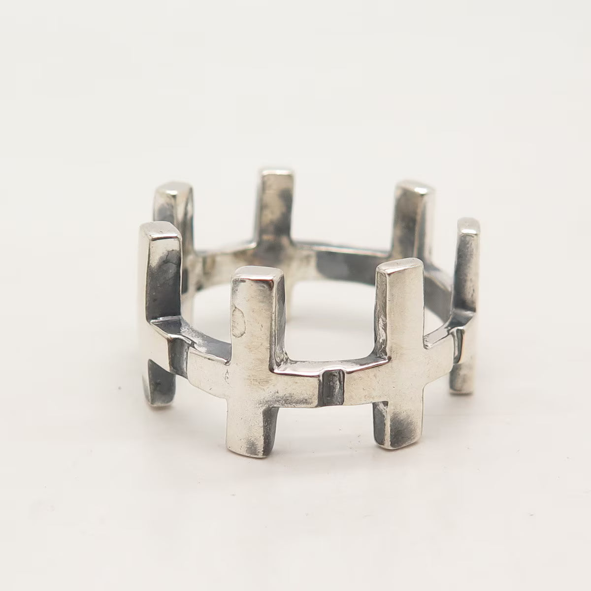 925 Sterling Silver Vintage Cross Band Ring Size 11.5