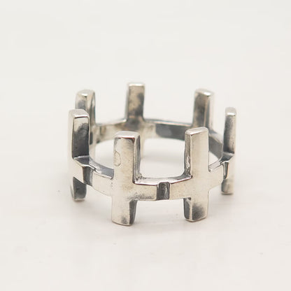 925 Sterling Silver Vintage Cross Band Ring Size 11.5