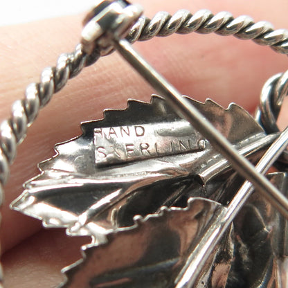 925 Sterling Silver Vintage Leaf Pin Brooch