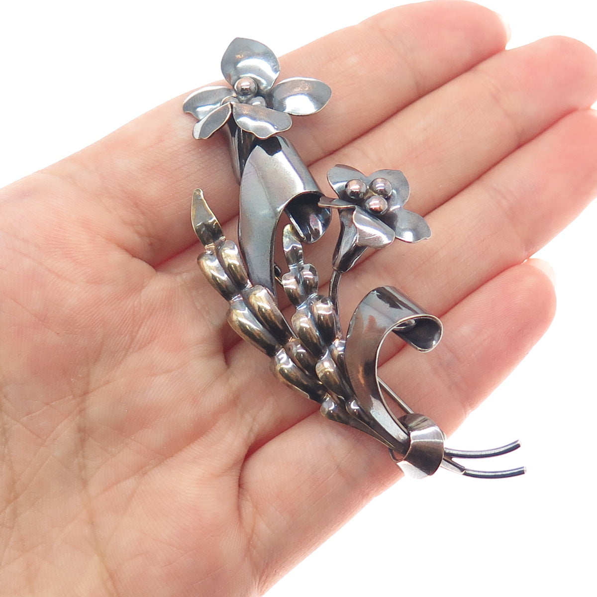 A&Z HAYWARD 925 Sterling Silver 1/20 12K Gold Filled Vintage Flower Pin Brooch