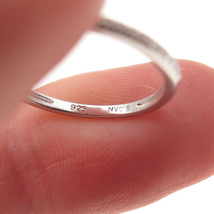 925 Sterling Silver Round-Cut C Z Half Eternity Stackable Band Ring Size 6