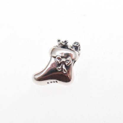 Pandora 925 Sterling Silver Santa's Stocking Slide Bead Charm