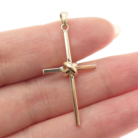 14K Yellow Gold Interlocked Cross Religious Charm Pendant