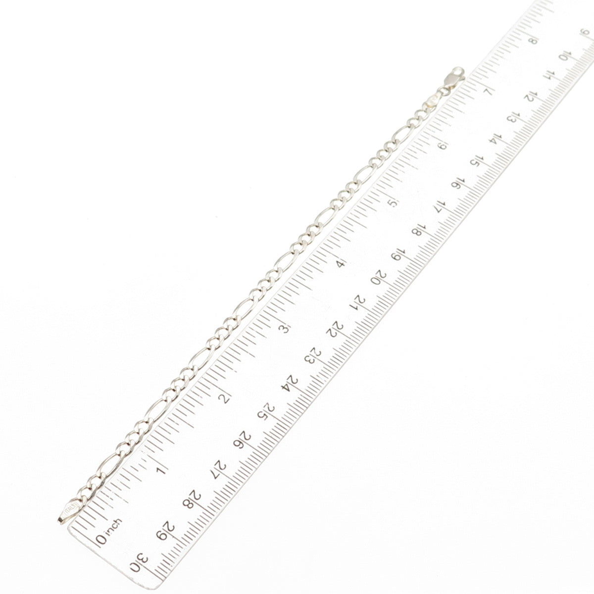 925 Sterling Silver Vintage Italy Figaro Link Bracelet 7"