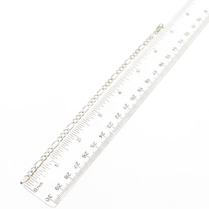 925 Sterling Silver Vintage Italy Figaro Link Bracelet 7"