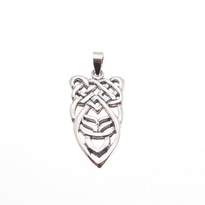 925 Sterling Silver Vintage Celtic Knot Oxidized Charm Pendant