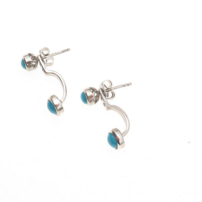 D'Joy 925 Sterling Silver Real Sleeping Beauty Turquoise Stud / Jacket Earrings