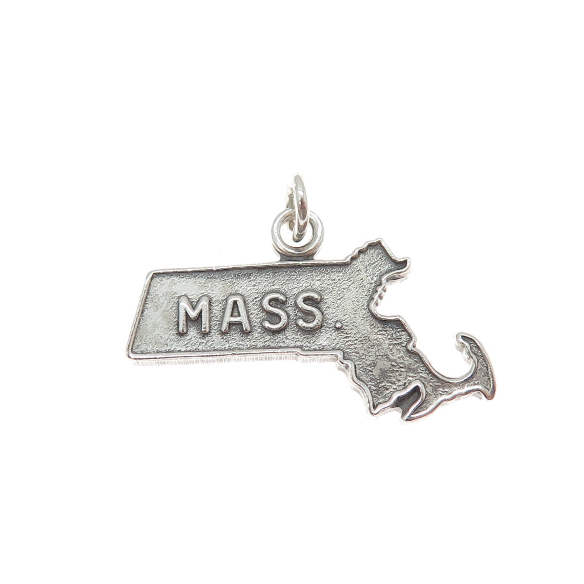 925 Sterling Silver Vintage Massachusetts State Map Minimalist Charm Pendant