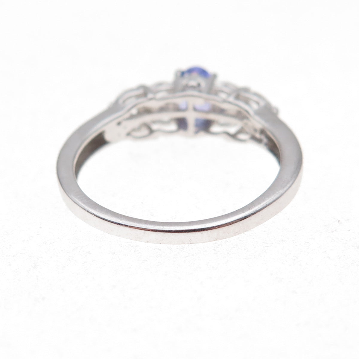 Chuck Clemency 925 Sterling Silver Real Tanzanite & White Topaz Ring Size 8.25