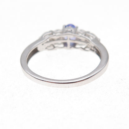 Chuck Clemency 925 Sterling Silver Real Tanzanite & White Topaz Ring Size 8.25