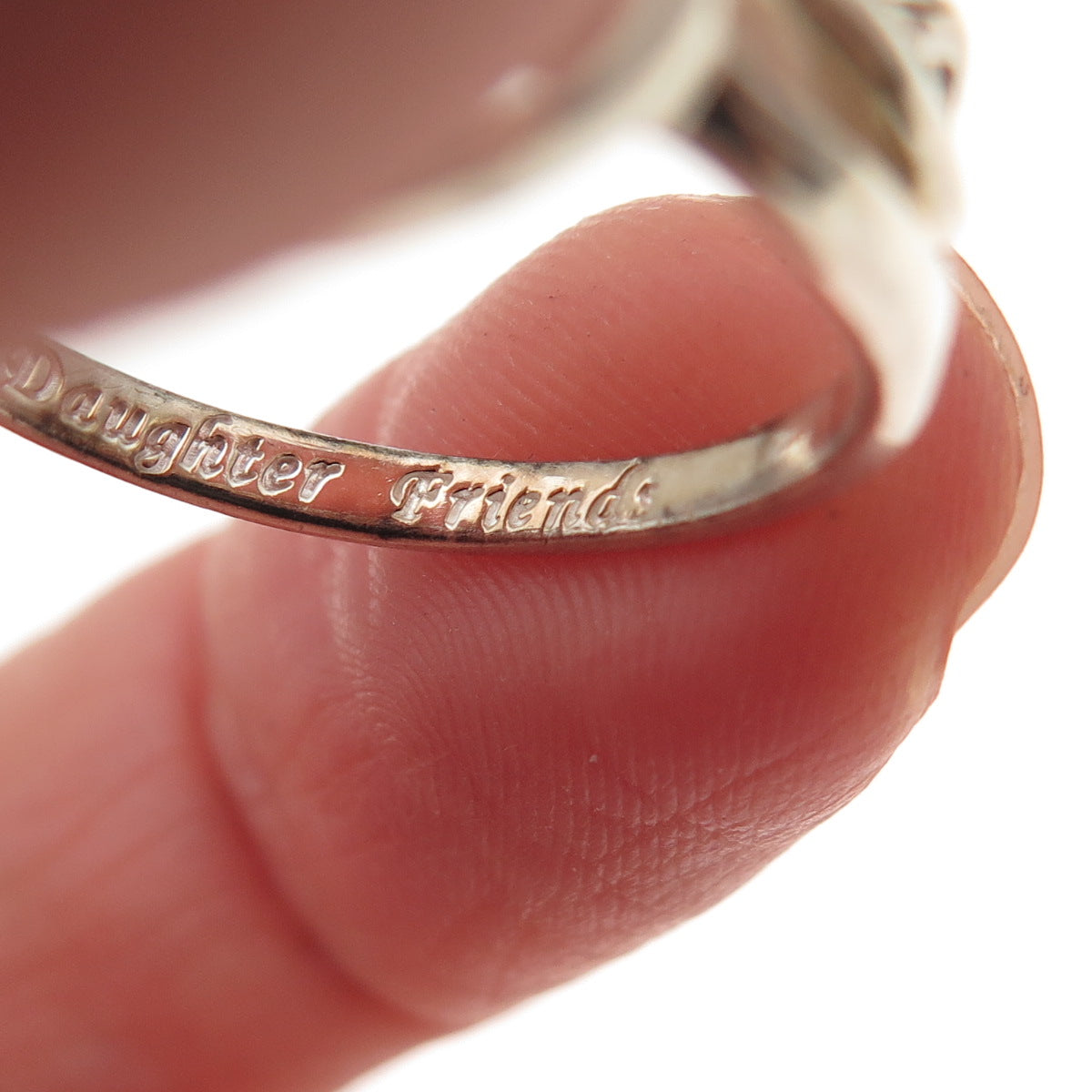925 Sterling Silver Vintage Mother Daughter Friends Heart Infinity Ring Size 8.5