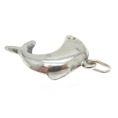 925 Sterling Silver Vintage Italy Friendly Dolphin 3D Pendant