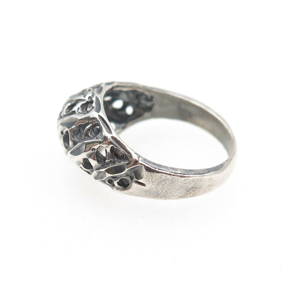 925 Sterling Silver Vintage Modernist Dome Oxidized Ring Size 6