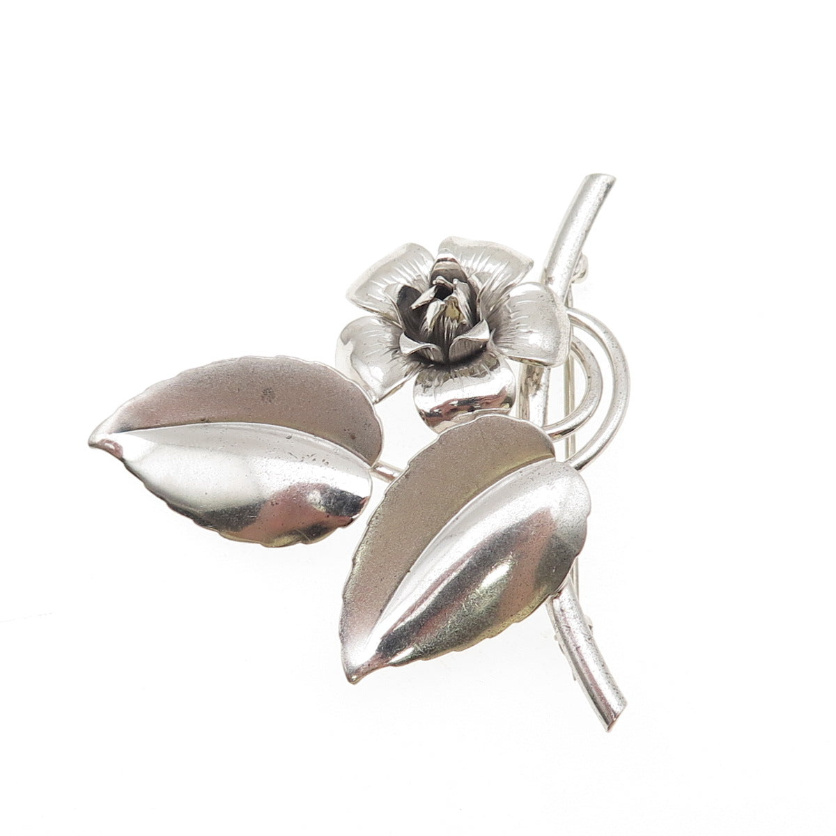 FORSTNER 925 Sterling Silver Vintage Rose Flower Pin Brooch