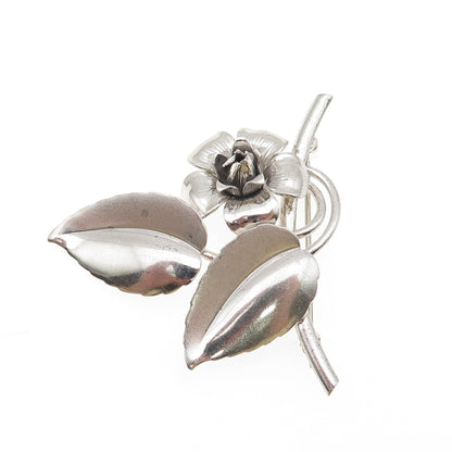 FORSTNER 925 Sterling Silver Vintage Rose Flower Pin Brooch