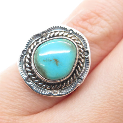 F. ARVISO Old Pawn 925 Sterling Silver Lone Mountain Turquoise Ring Size 5.25
