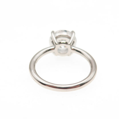 DSMK 925 Sterling Silver Round-Cut C Z Engagement Ring Size 7
