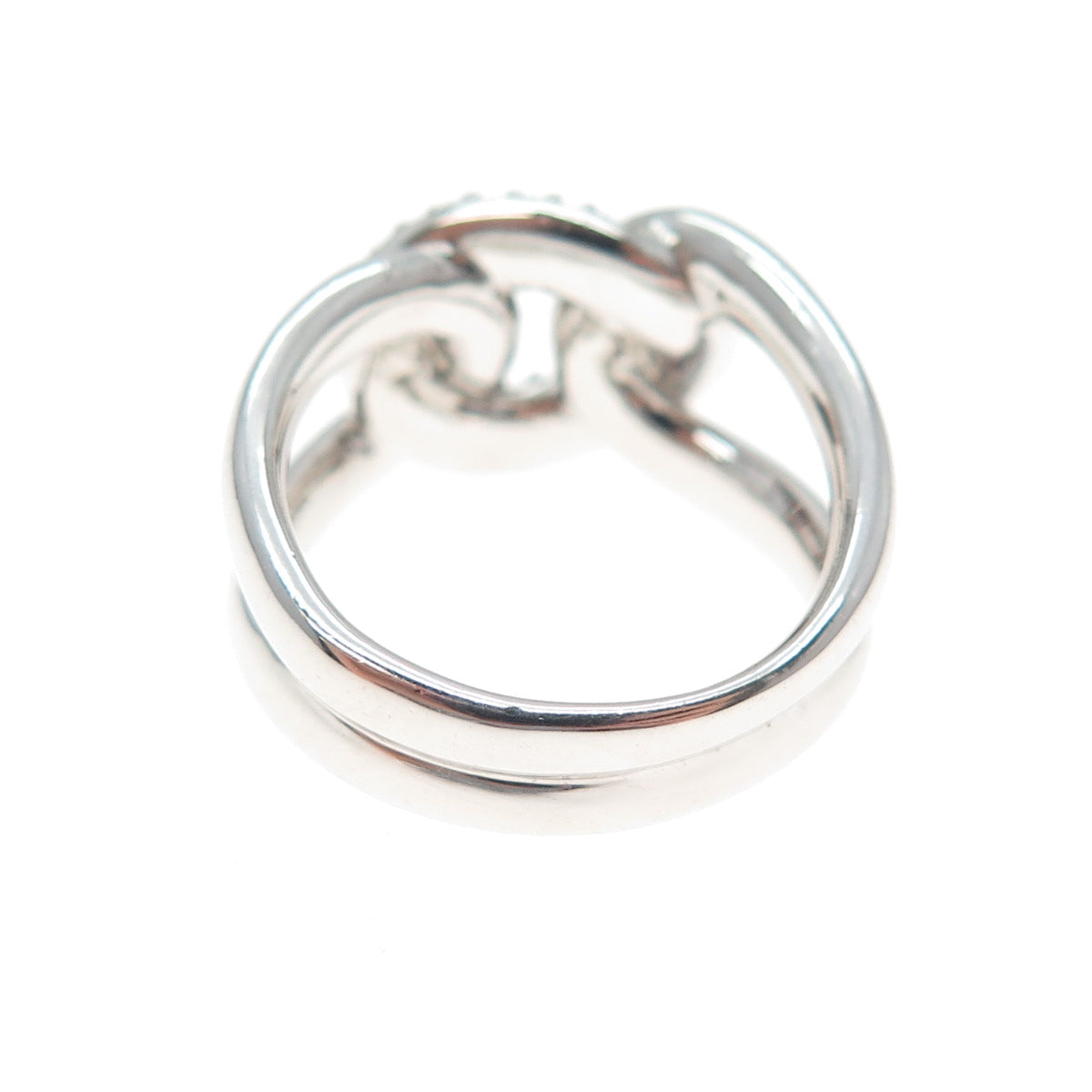925 Sterling Silver Round-Cut C Z Interlocked Oval Link Ring Size 6.75