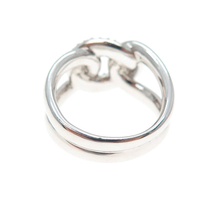 925 Sterling Silver Round-Cut C Z Interlocked Oval Link Ring Size 6.75