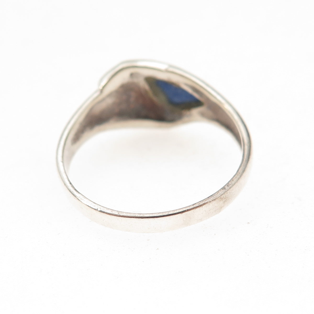 Ken Crafts 925 Sterling Silver Vintage Real Lapis Oxidized Ring Size 8