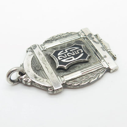 925 Sterling Silver Vintage LIEBER Black Enamel "225 PS" Pendant