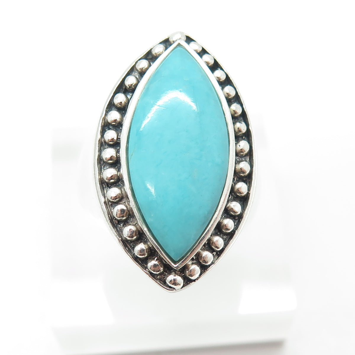 SALLY C Treasures 925 Sterling Silver Vintage Real Turquoise Ring Size 11