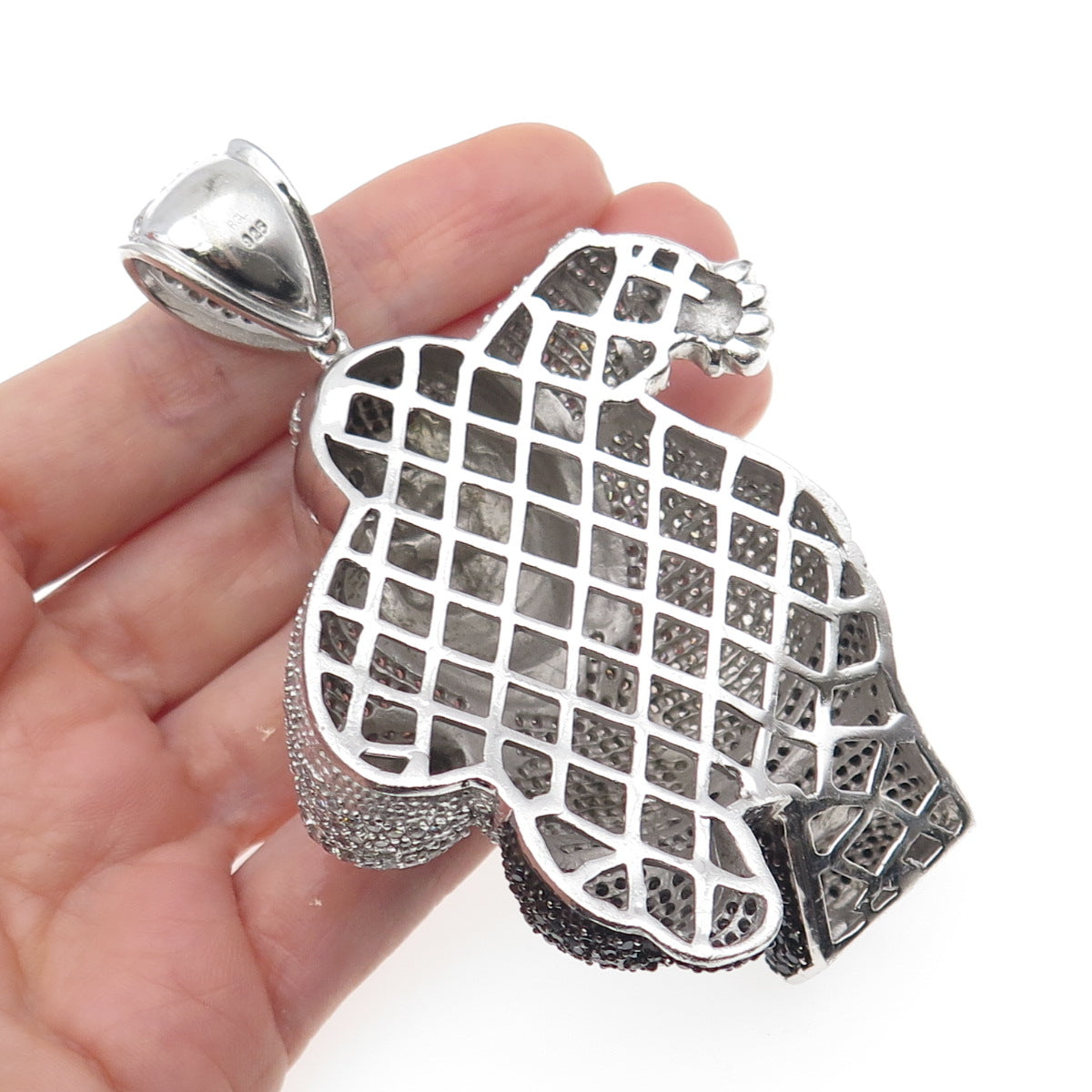 925 Sterling Black & White C Z Peter Griffin Family Guy Heavy 92.0g Pendant