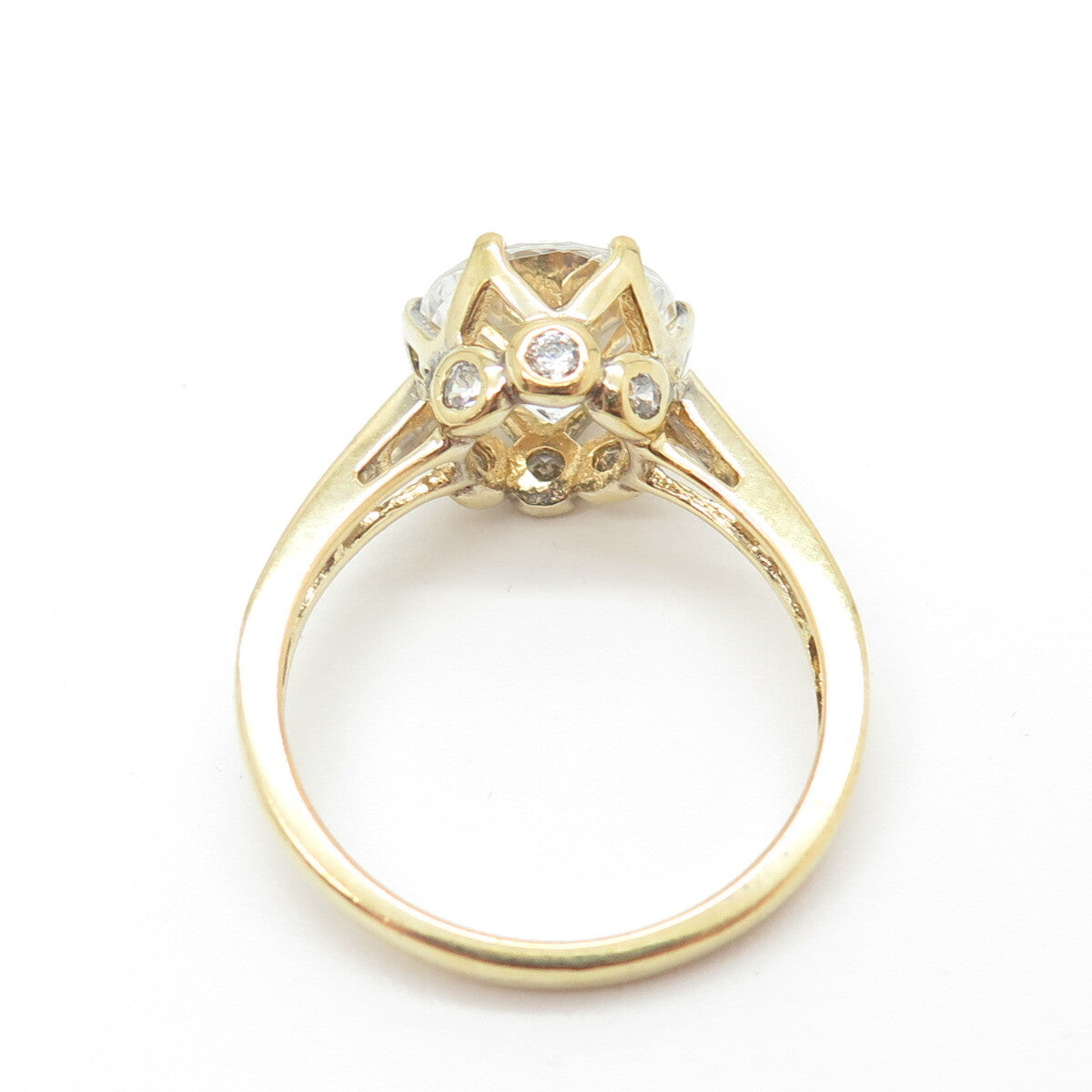 925 Sterling Silver Gold Plated Round-Cut C Z Engagement Ring Size 9.25
