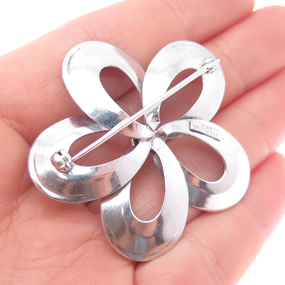 W. E. Richards 925 Sterling Silver Antique Art Deco Flower Pin Brooch