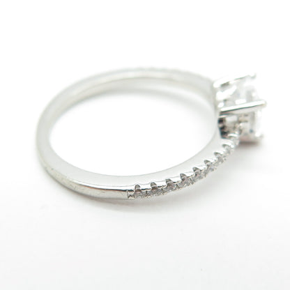 925 Sterling Silver Heart & Round-Cut Shaped C Z Ring Size 6