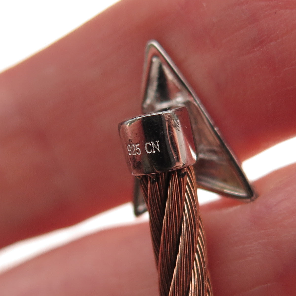 925 Sterling Accent & Stainless Steel Real Diamond Arrow Adjustable Bracelet 7"