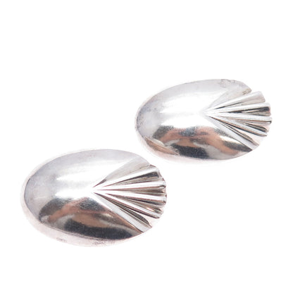 KRYPELL 925 Sterling Silver Vintage Modernist Seashell Clip On Earrings