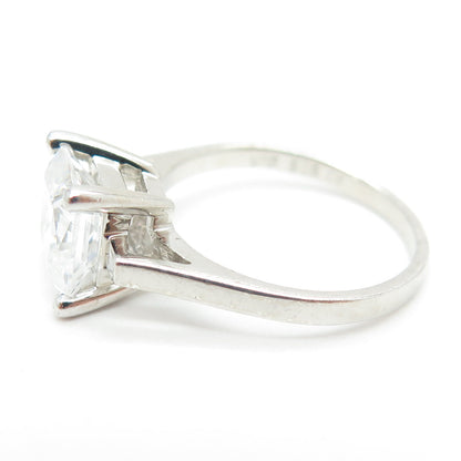 UTC 925 Sterling Silver Princess-Cut Shaped C Z Ring Size 6