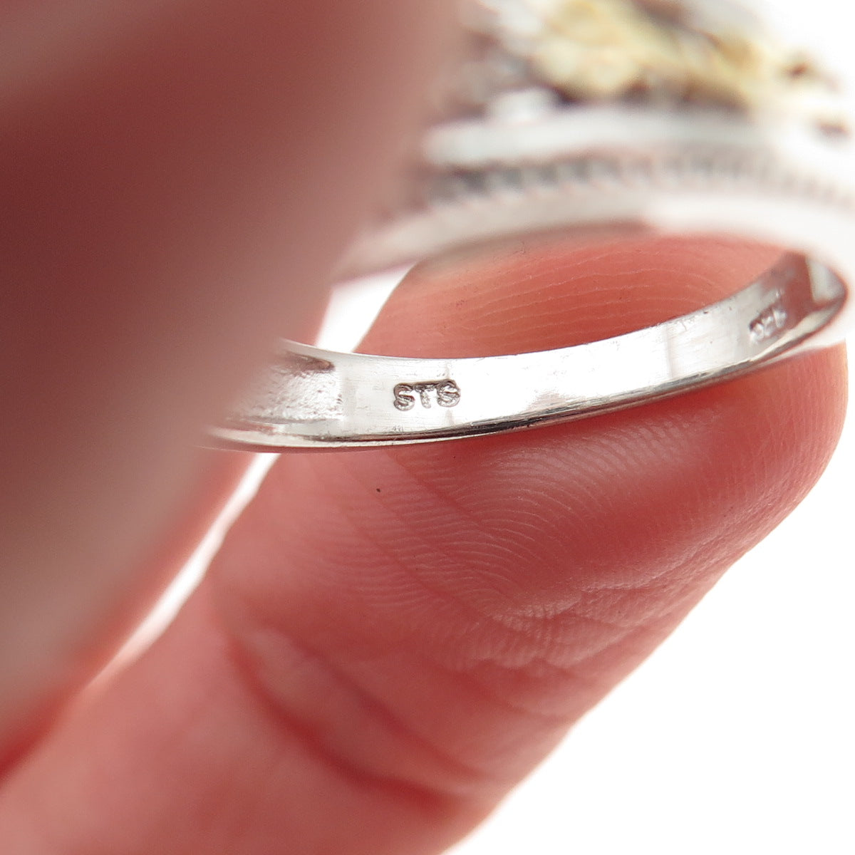 Chuck Clemency 925 Sterling Silver 2-Tone Real Diamond & Emerald Ring Size 8.25