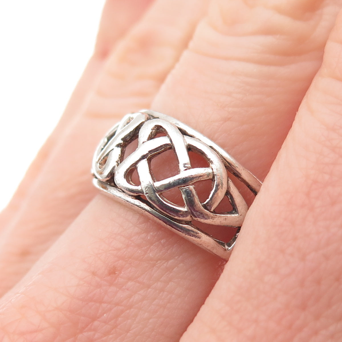 SOLVAR 925 Sterling Silver Vintage Ireland Celtic Knot Oxidized Ring Size 7
