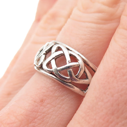 SOLVAR 925 Sterling Silver Vintage Ireland Celtic Knot Oxidized Ring Size 7
