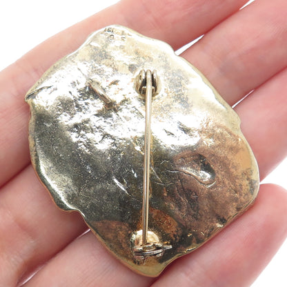 925 Sterling Silver Gold Plated Vintage Israel Modernist Pin Brooch / Pendant