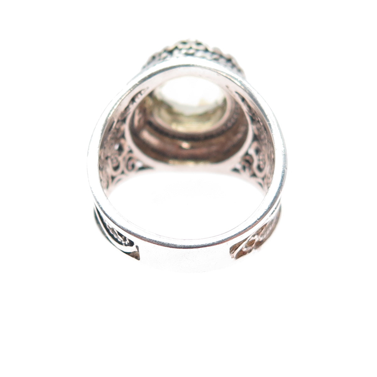 925 Sterling Silver Vintage Real Citrine Filigree Clover Lucky Ring Size 6