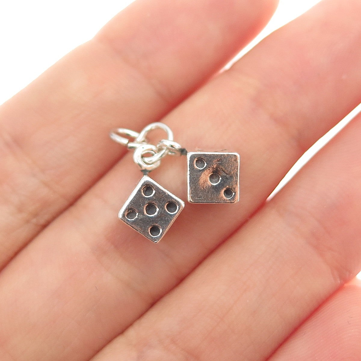 MAISELS INDIAN TRADING Sterling Silver Vintage Lucky Dice Minimalist 3D Pendant
