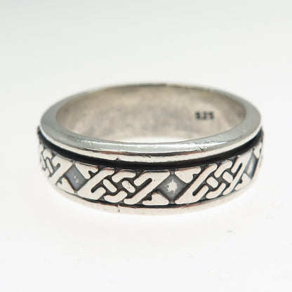 925 Sterling Silver Vintage Celtic Knot Rotating Oxidized Band Ring Size 11.75