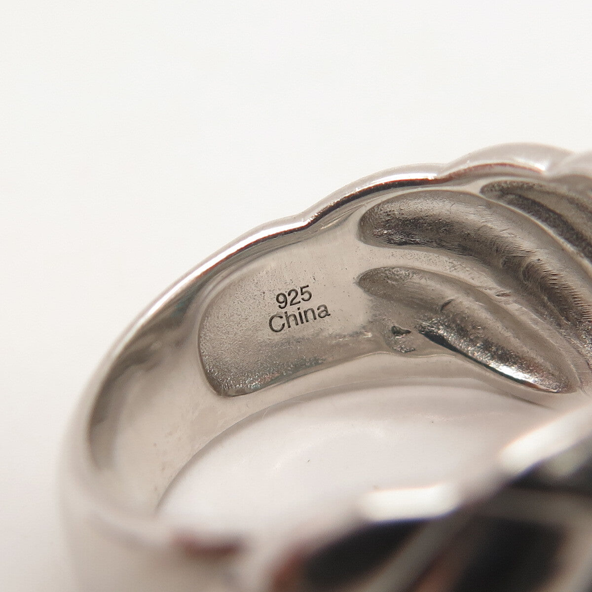 925 Sterling Silver Apatite Ribbed Crossover Ring Size 8