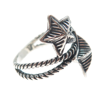 CAROLYN POLLACK AMERICAN WEST Sterling Silver Vintage Star Oxidized Ring Size 10