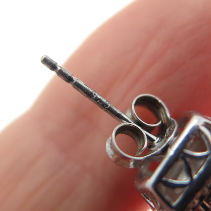 925 Sterling Silver Real Round-Cut Diamond Stud Earrings