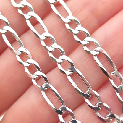 P. LUX 925 Sterling Silver Italy Figaro Chain Necklace 20"