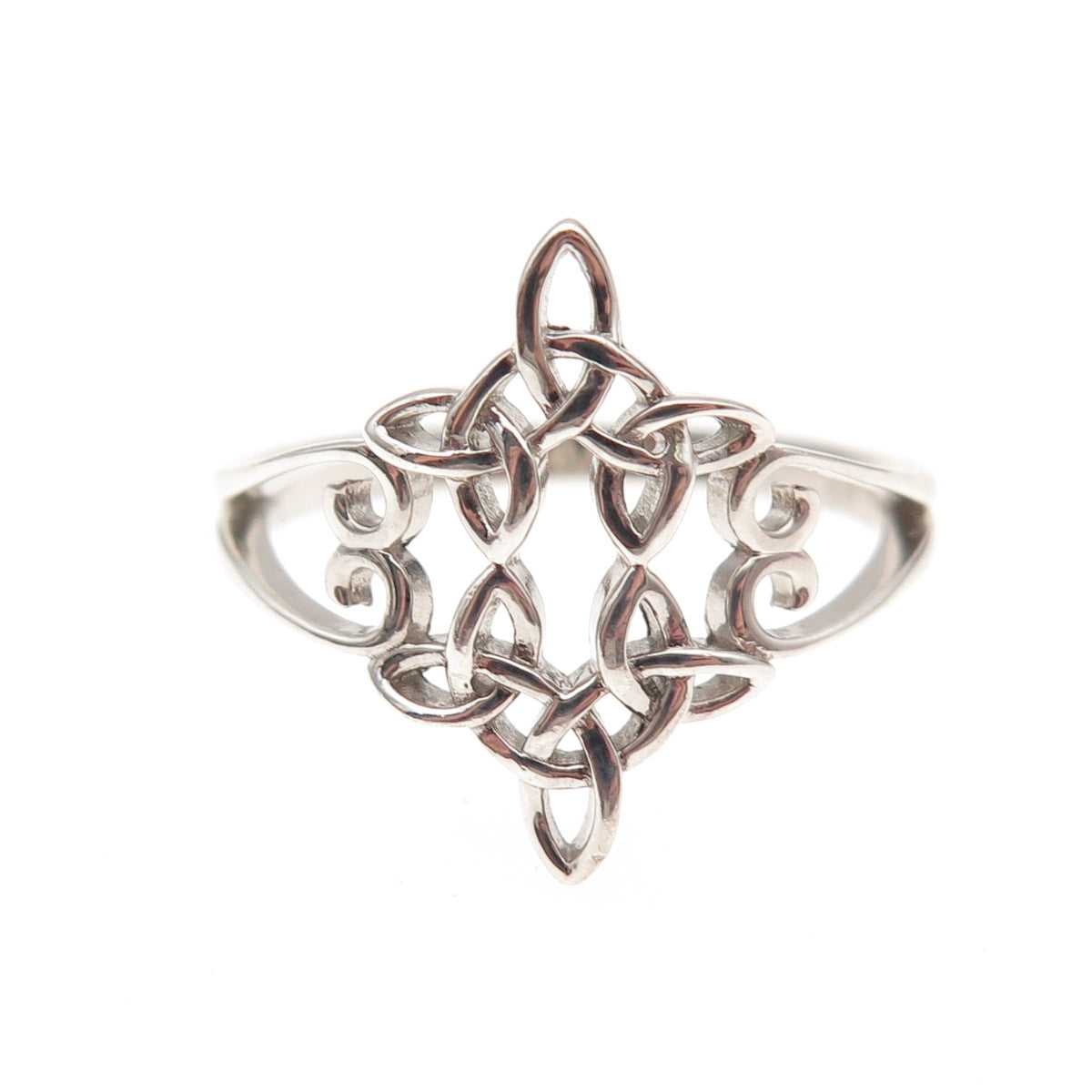 925 Sterling Silver Vintage Celtic Knot & Heart Ring Size 9.75