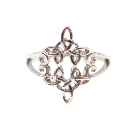 925 Sterling Silver Vintage Celtic Knot & Heart Ring Size 9.75