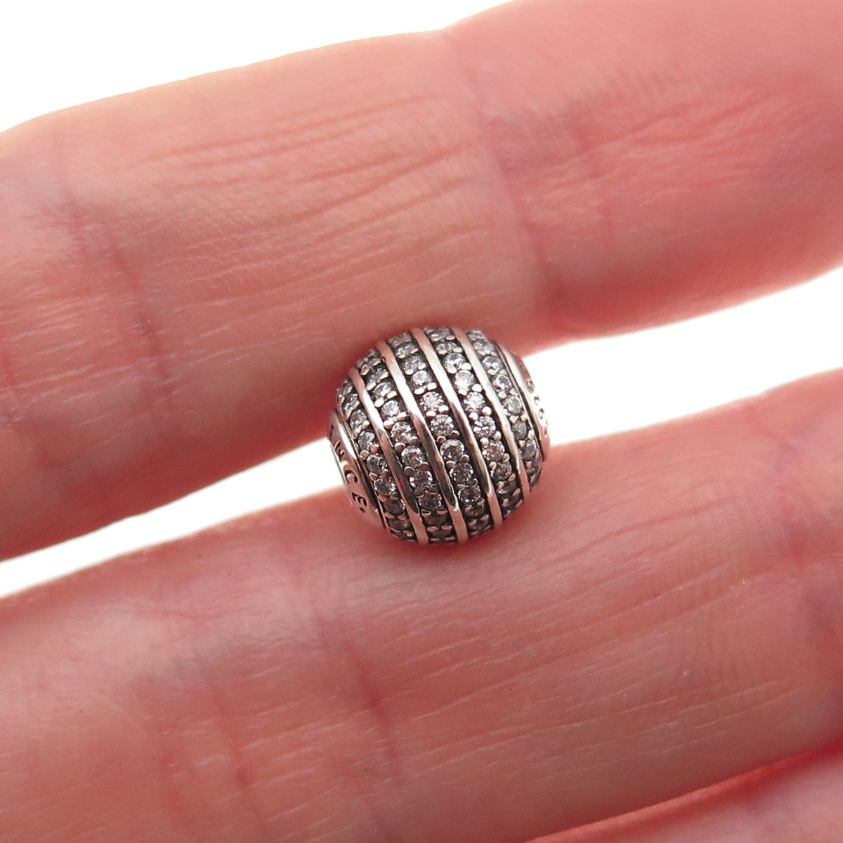 Pandora 925 Sterling Silver C Z Essence Confidence Slide Bead Charm