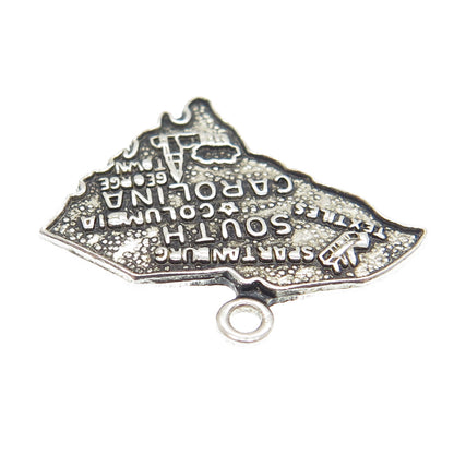 FRENCH & FRANKLIN 925 Sterling Silver Vintage South Carolina Map Charm Pendant